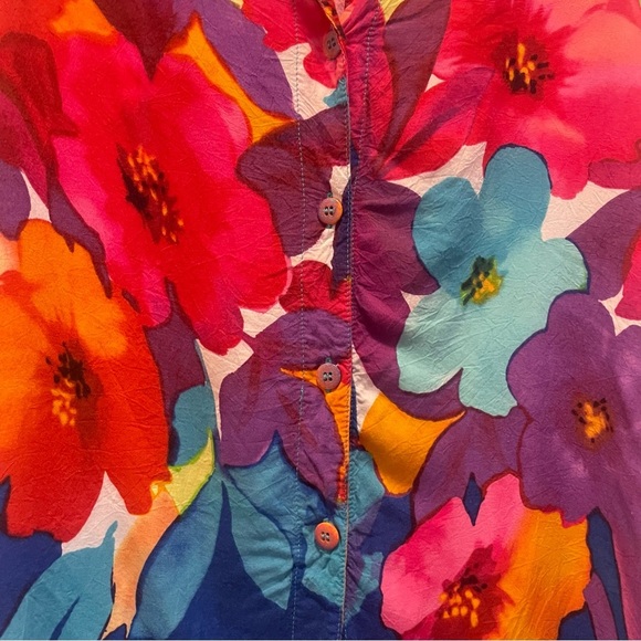 Jams World Floral Hawaiian Button Front Shirt W624-DRED DREAMLAND print Size M - Picture 2 of 8